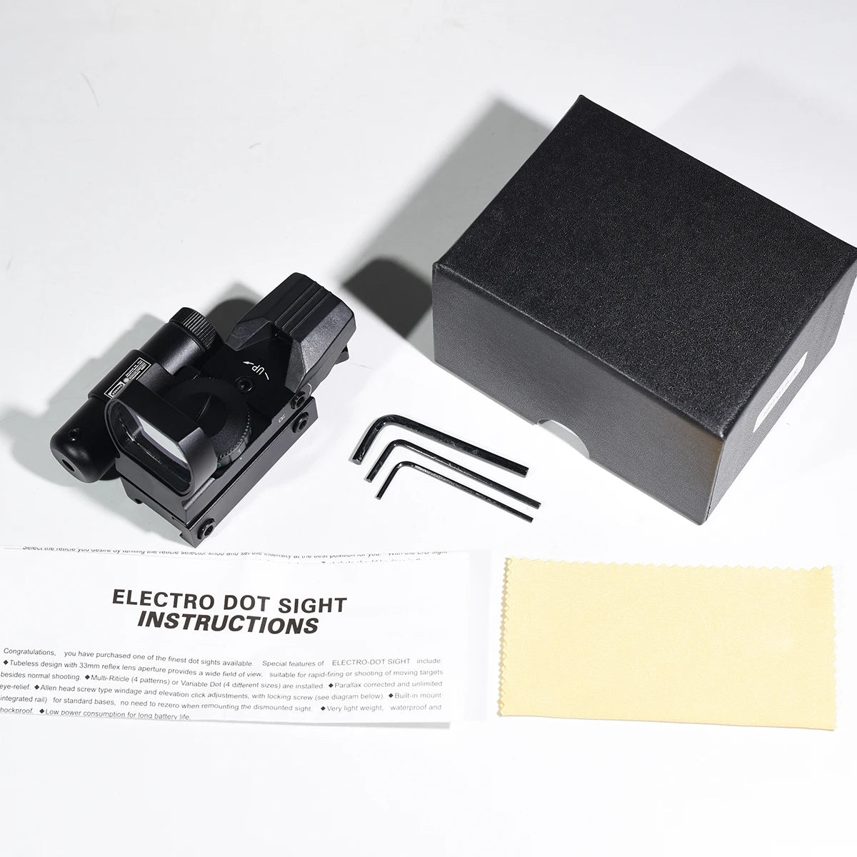 HD101B Tactical Red Dot Sight with Laser – 4 Reticle Holographic Scope for Hunting & Airsoft