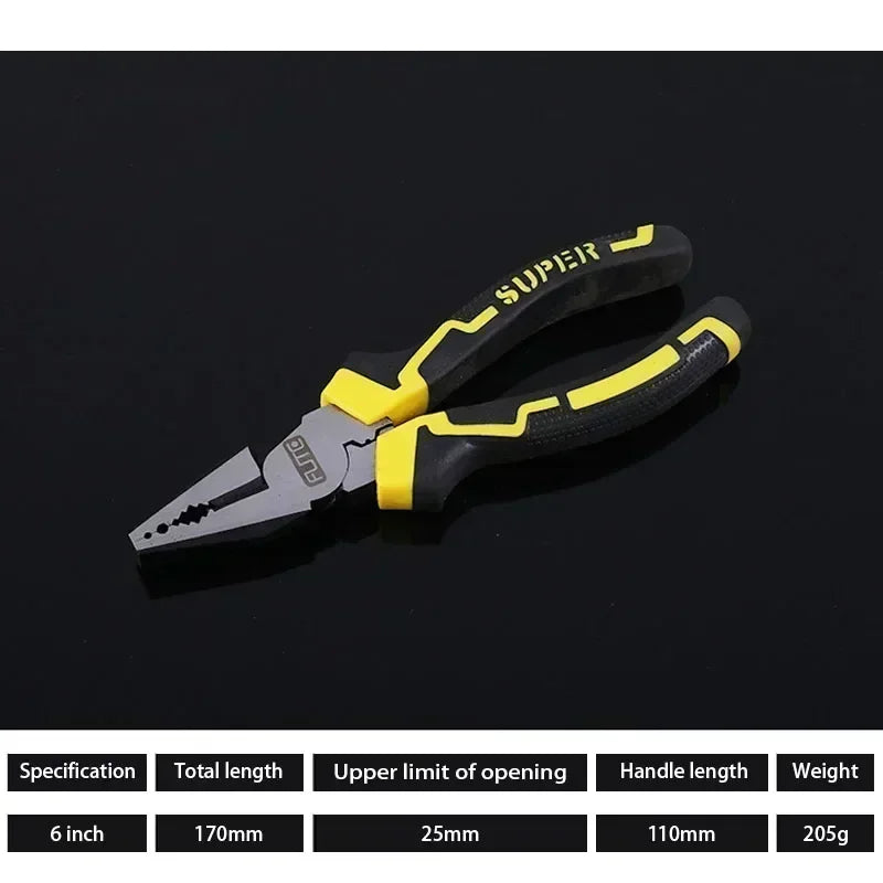 6–8 Inch Cr-V Steel Pliers – Industrial Grade Wire Cutter & Diagonal Nose Hand Tool for Electricians