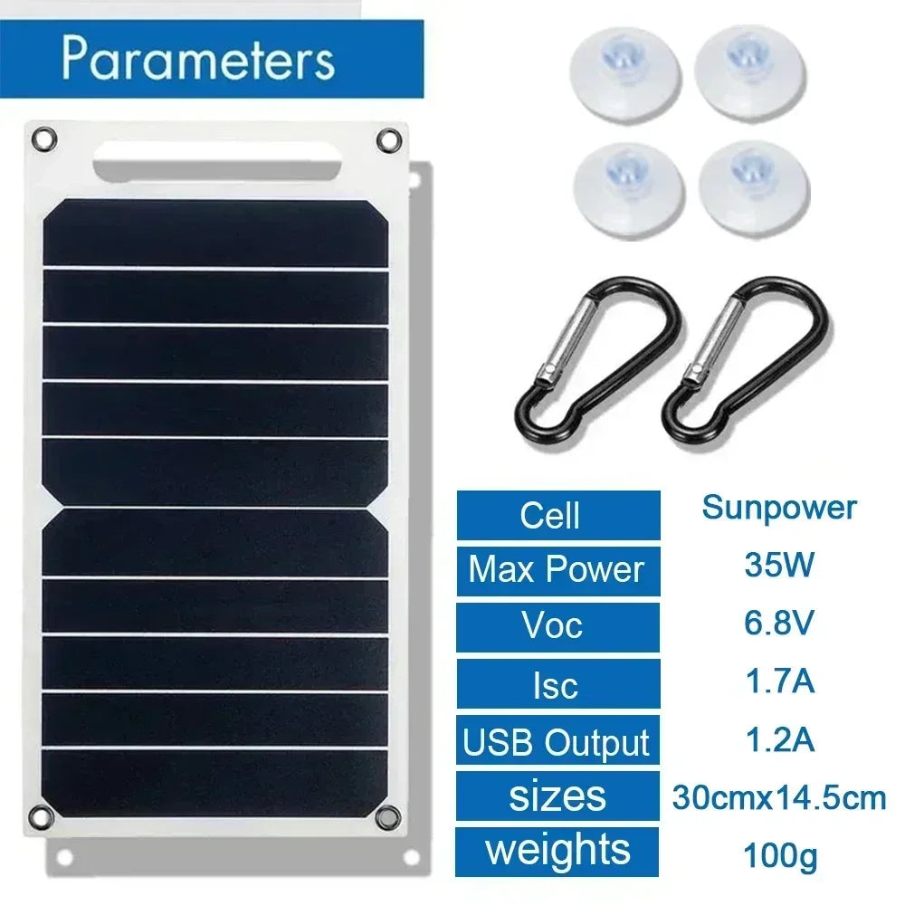 ☀️ Sunpower Portable 35W Solar Panel Charger (5V USB Output)