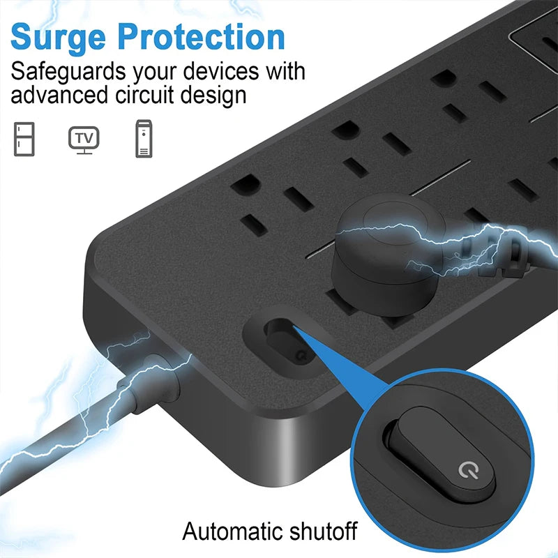 12-Port Power Strip with USB-C – Surge-Protected Extension for Fast Charging & Multi-Device Setup