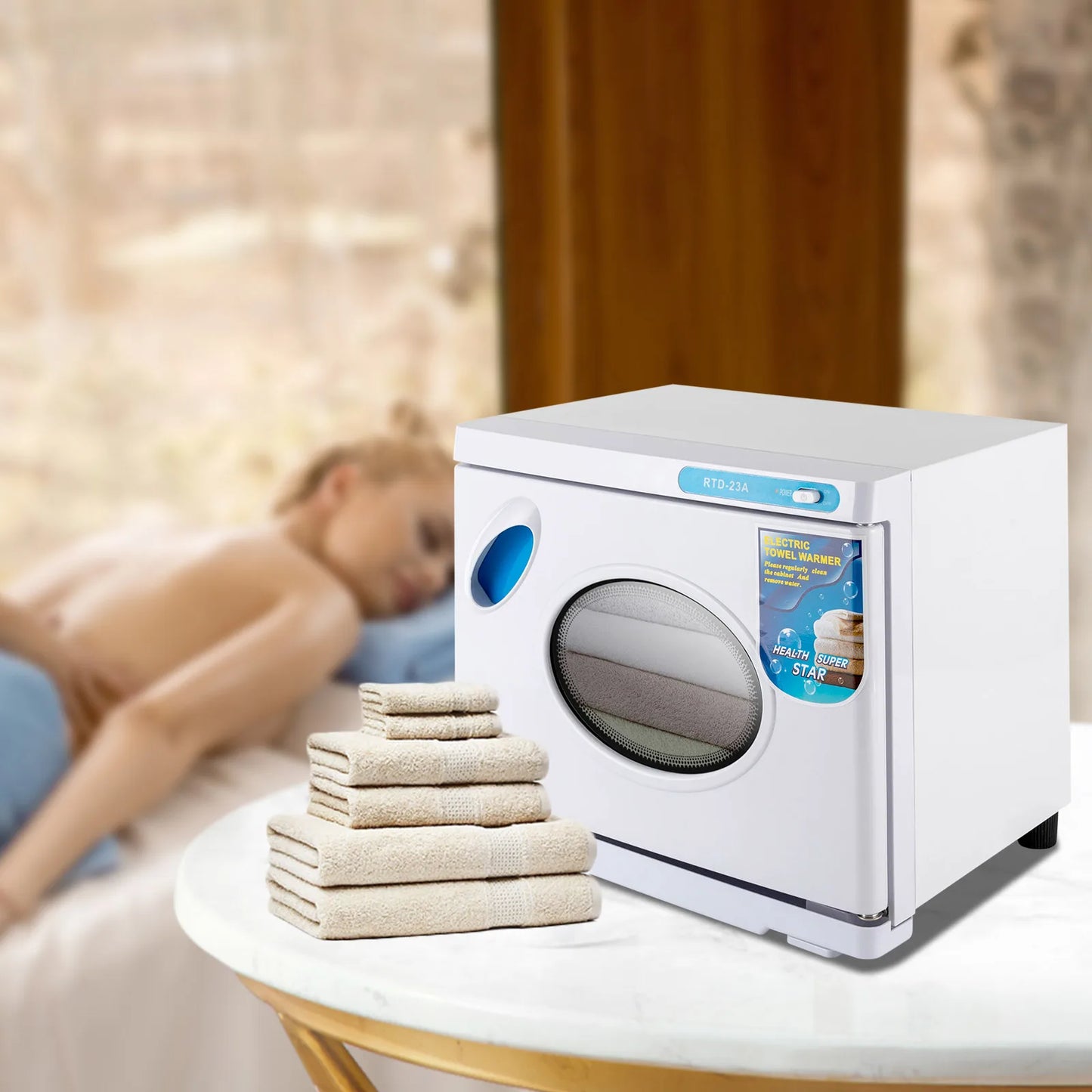 Hot Towel Warmer – Professional 23L Large Capacity Cabinet with See-Through Window (White)