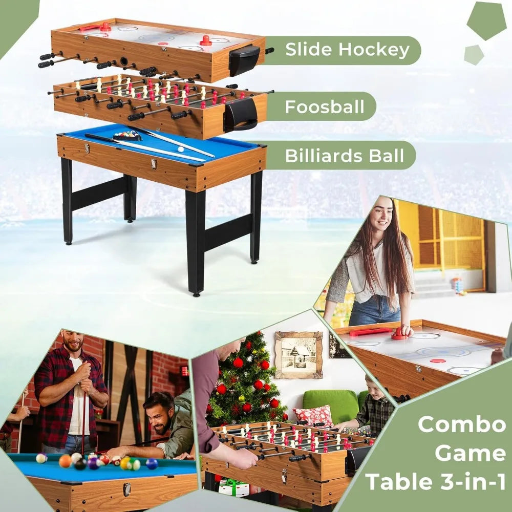 š® 3-in-1 Multi Game Table ā 48" Combo Set with Foosball, Air Hockey & Billiards | Perfect for Adults & Kids