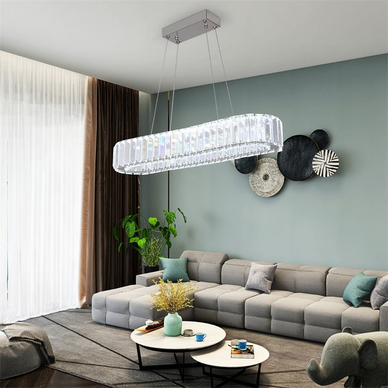 Contemporary K9 Crystal LED Chandelier: Chrome Lustre Ceiling Pendant Lamp for Modern Living Rooms