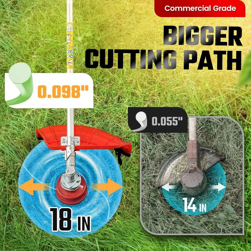 5-in-1 Gas Hedge Trimmer & Pole Saw – 42.7cc 2-Stroke Engine, 16ft Reach, Cordless with 4 Attachments for Lawn & Garden