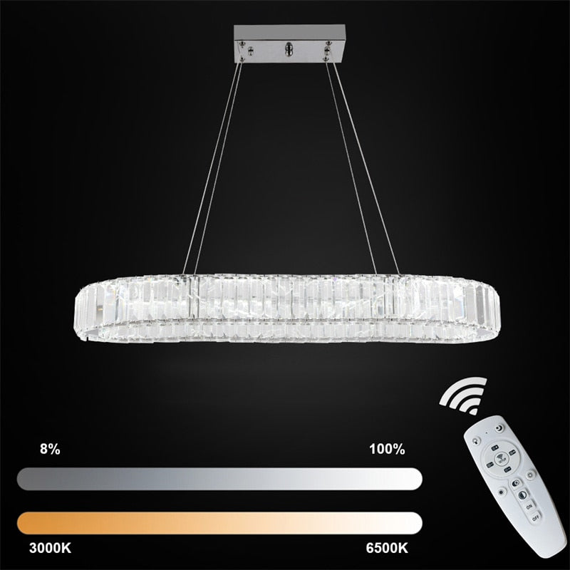 Contemporary K9 Crystal LED Chandelier: Chrome Lustre Ceiling Pendant Lamp for Modern Living Rooms