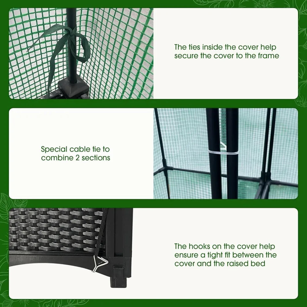 80" Raised Garden Bed with Greenhouse Cover & Trellis – Vertical Planter Box for Tomatoes & Climbing Plants