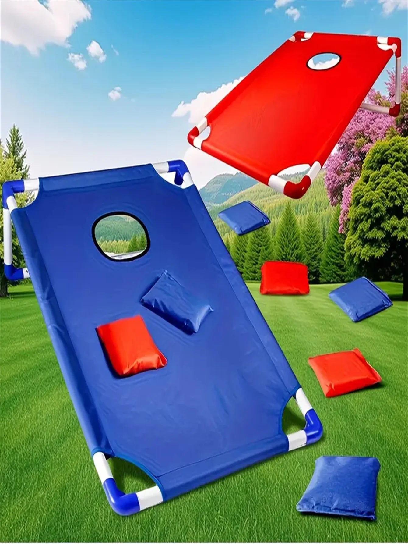 šÆ Portable Cornhole Game Set ā Red & Blue Edition | Foldable, Durable & Fun for All Ages