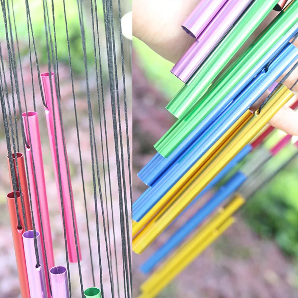 Outdoor Garden Wind Chime 12 Hollow Metal Tubes Hanging Metal Pipe Wind Chimes Bells Balcony Outdoor Yard Garden Home Decoration