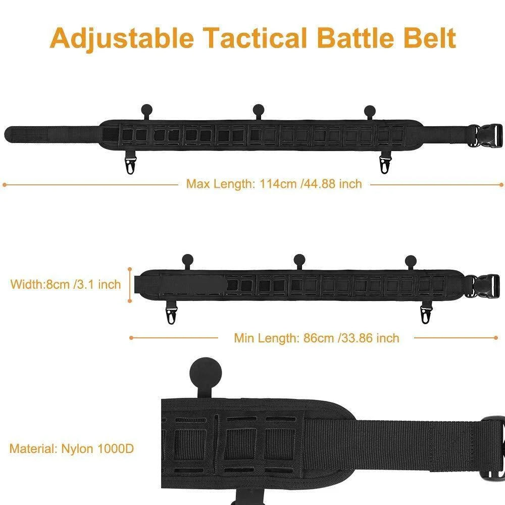 Adjustable Tactical Belt with Padded Molle System – Quick-Release Outdoor Nylon Waist Belt for Hunting & Sports