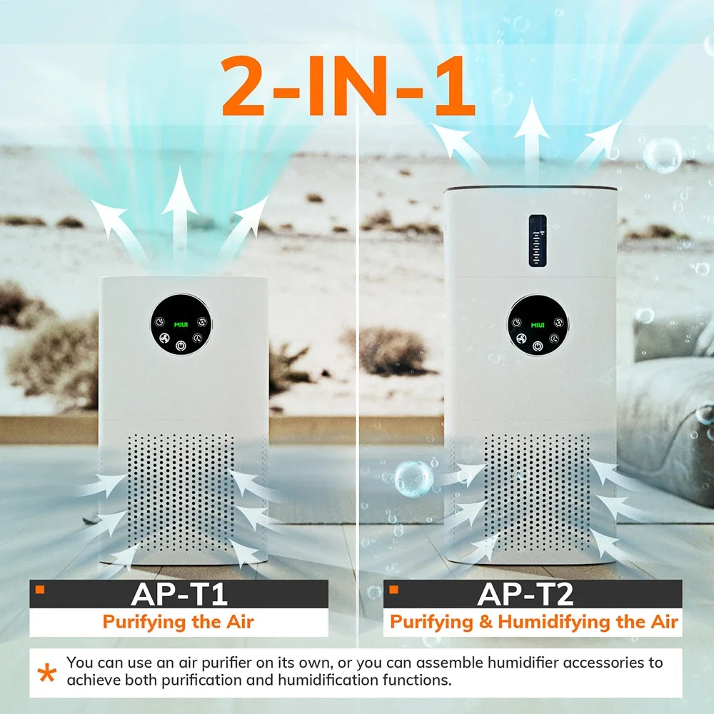 2-in-1 Air Purifier & Humidifier – H13 HEPA Filter for Allergies, Pet Hair, Smoke & Dry Air in Bedroom or Home