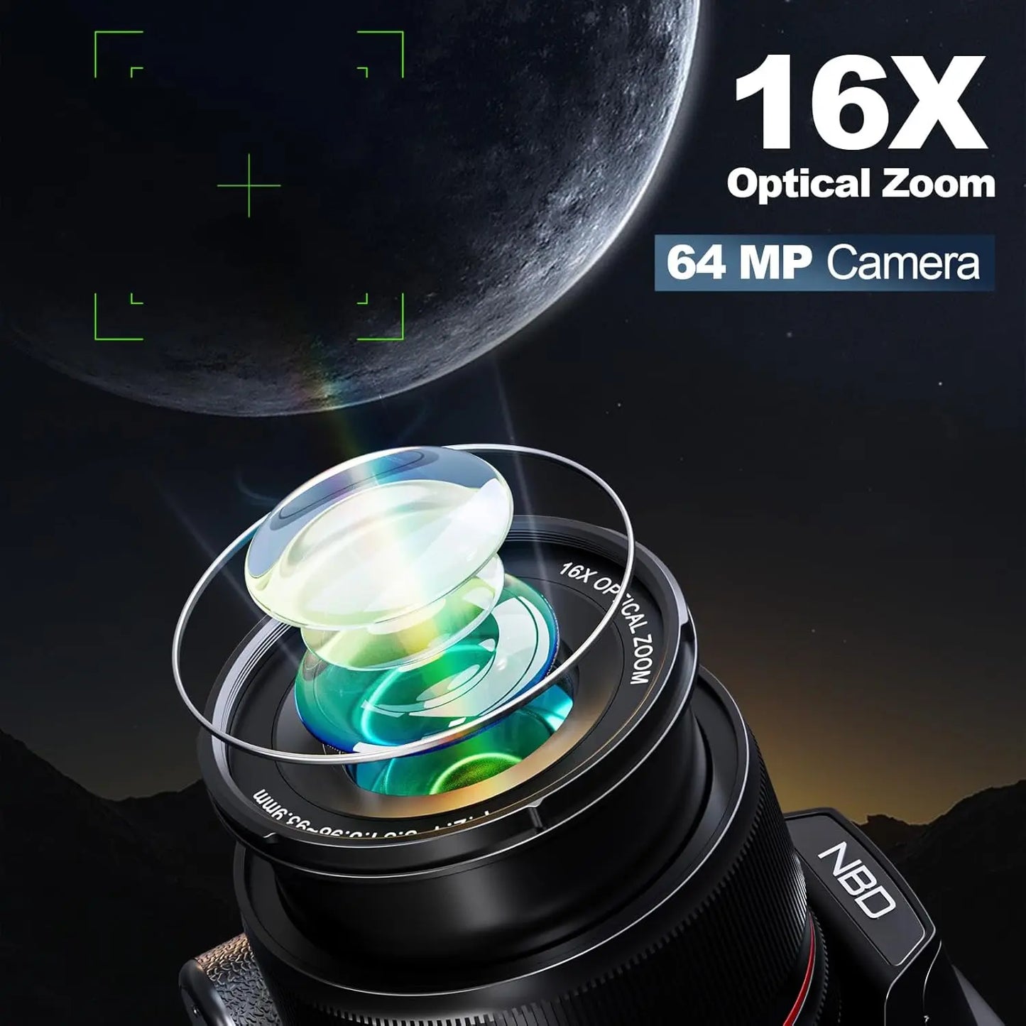 5K Digital Camera with 16X Optical Zoom – WiFi Vlogging Camera with App Control & 180° Flip Screen