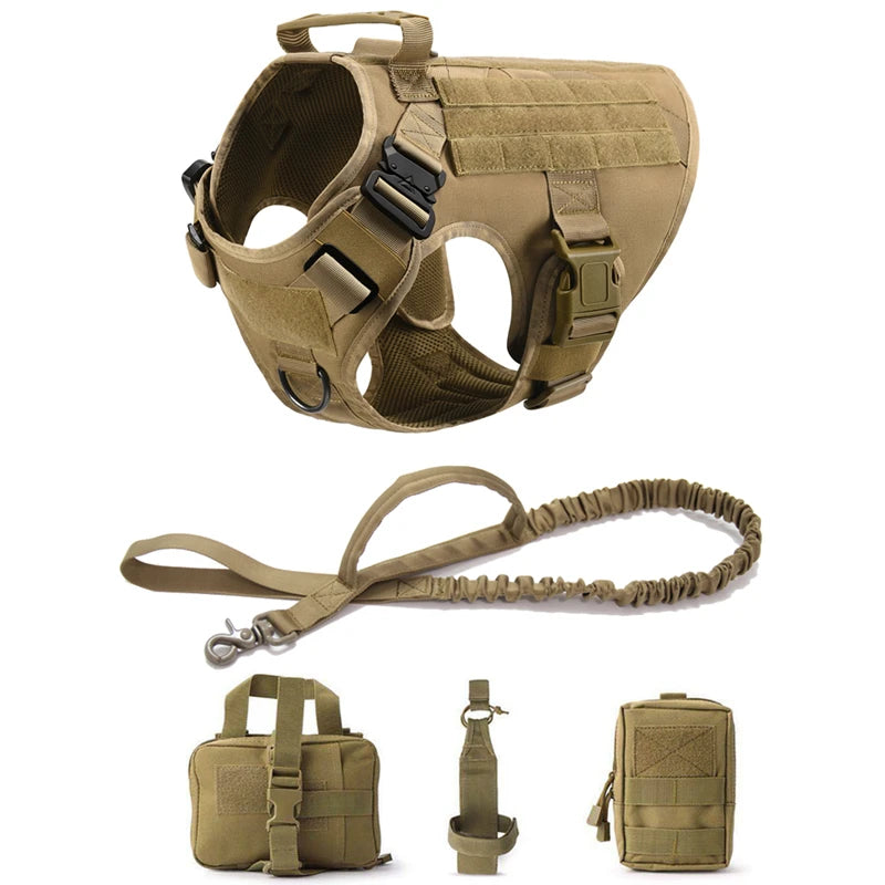 Tactical Dog Harness and Leash Set – Military Training Vest for German Shepherd, Golden Retriever & All Breeds