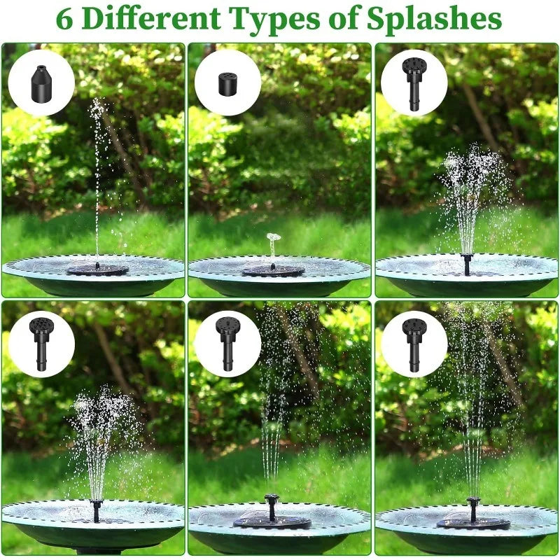 Solar Fountain Pump Kit – 1W/1.5W/2.5W Outdoor Solar Water Fountain with 6 Nozzles for Garden, Pond & Bird Bath Decor