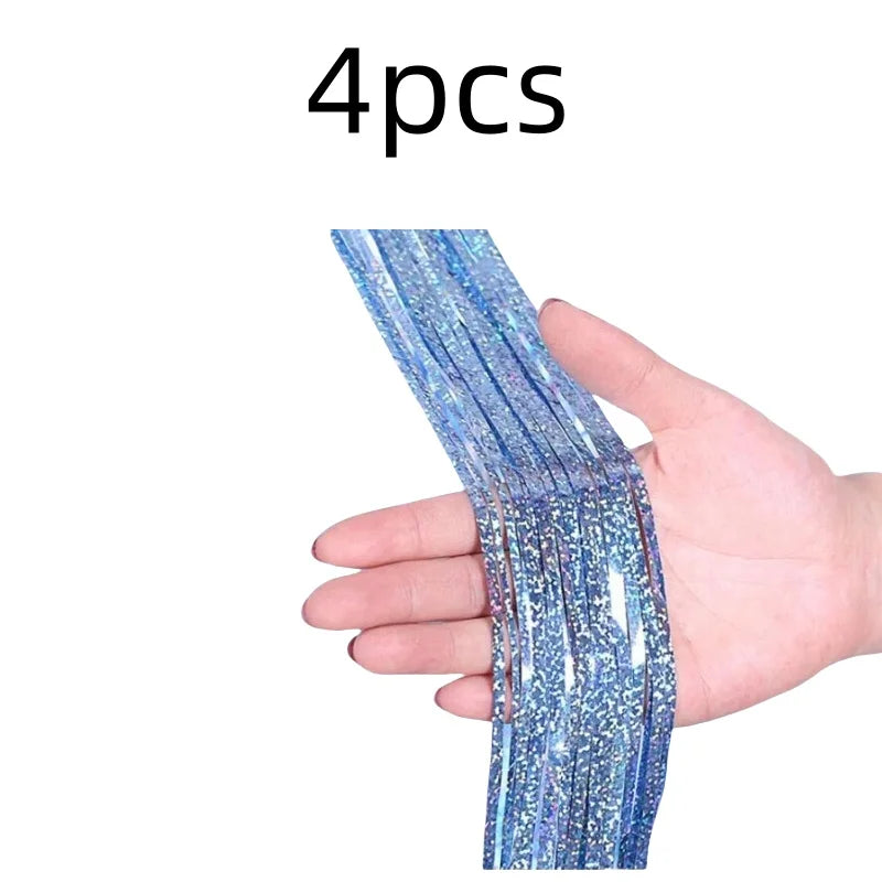 2-Pack Metallic Tinsel Fringe Curtains – 2x1M Glitter Party Backdrops for Birthday, Wedding, Bachelorette & Event Decor