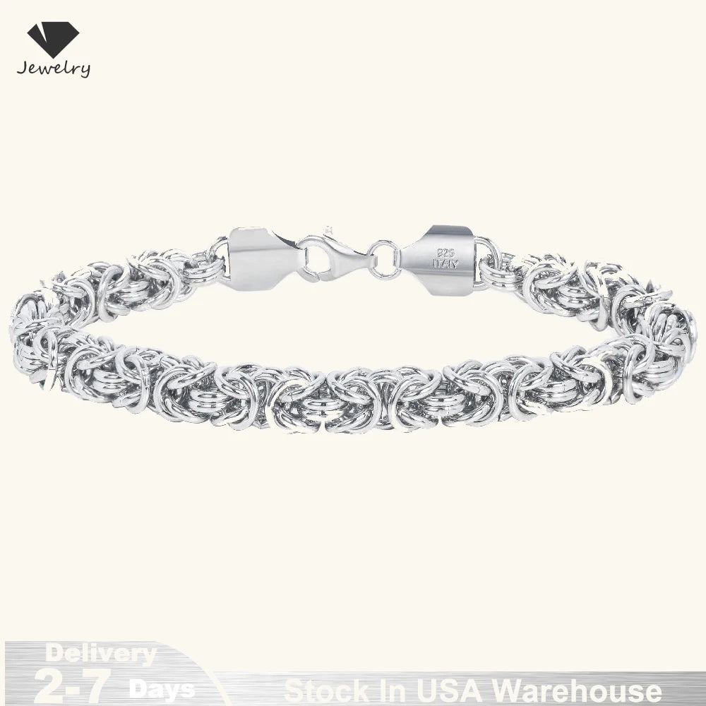 S925 Sterling Silver Byzantine Chain Bracelet – Polished Unisex Miami Style Jewelry, Smooth K-Pop Inspired Design