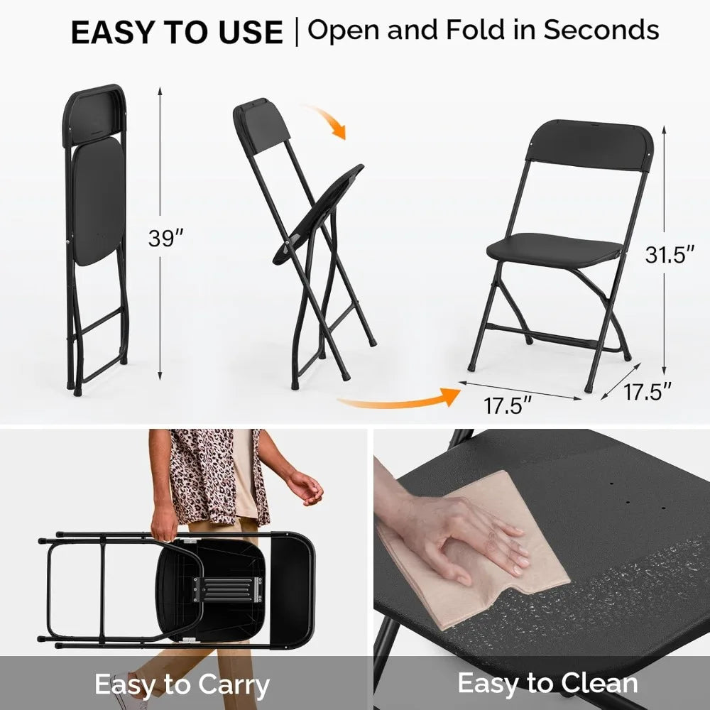 Plastic Folding Chair – Stackable Indoor/Outdoor Commercial Seat with Steel Frame & 350lb Capacity