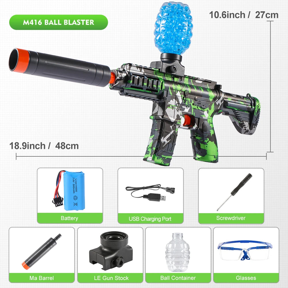 🔫 M416 Electric Ball Blaster Toy Gun
⚡ High-Speed • Metallic Finish • Rechargeable Power