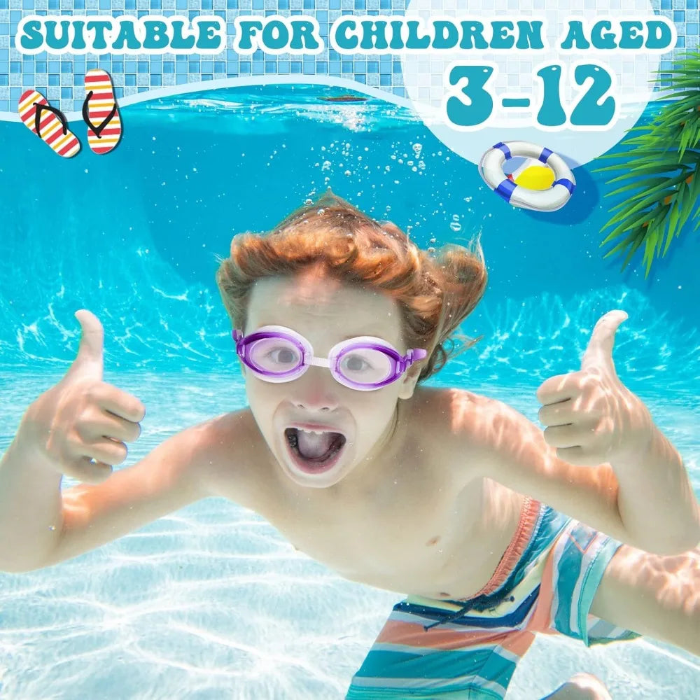 Kids Swim Goggles with Earplugs – No-Leak, Anti-Fog, UV-Protected Swimming Goggles for Toddlers & Children (Unisex)