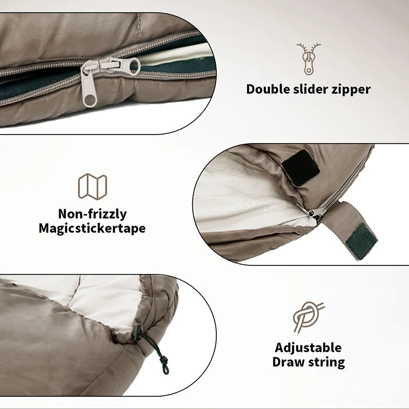 Naturehike Mummy Sleeping Bag – Lightweight MJ300 (-1℃) & MJ600 (-12℃) for Winter Camping, Outdoor Adventures, and Comfortable Sleep