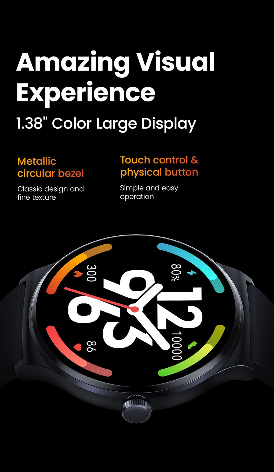 HAYLOU Solar Lite Smart Watch: Over 100 Workout Modes, Heart Rate and Blood Oxygen Monitoring, Sleep and Stress Testing