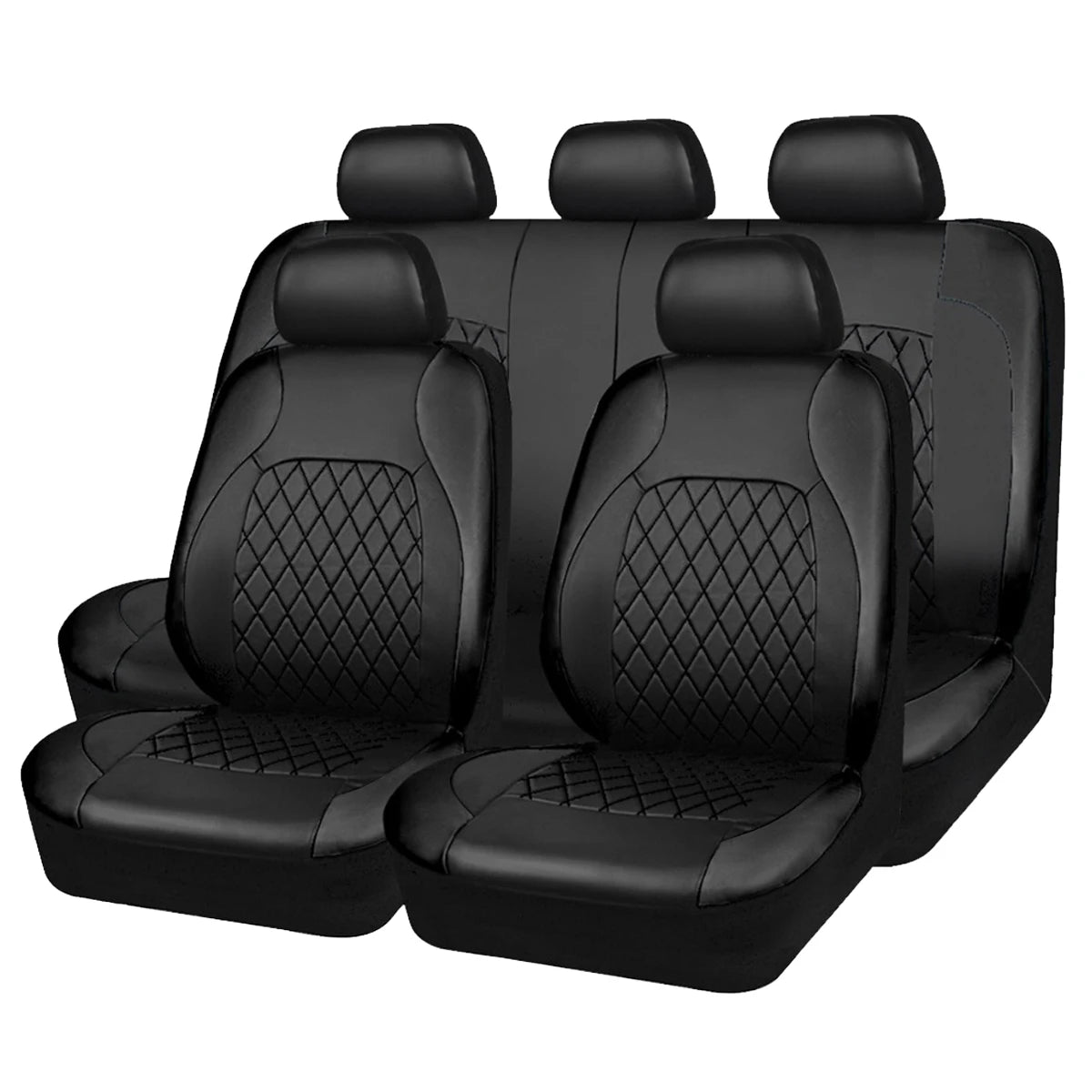 All-Season Quilted PU Leather Car Seat Covers – Full Coverage Waterproof Seat Protectors for Sedans, SUVs, and Trucks