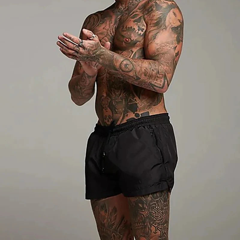 Stay Cool & Ready: Quick-Dry Swim Trunks with Zipper Pockets for All-Day Comfort