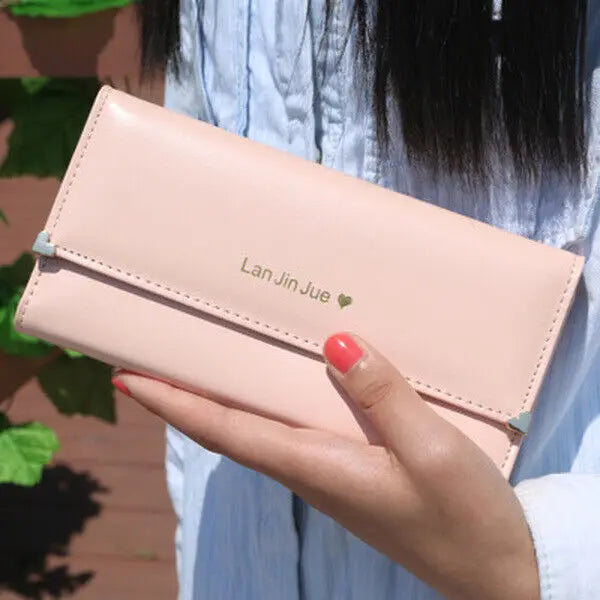 π Women's PU Leather Long Wallet β Trifold Clutch Purse & Mobile Bag