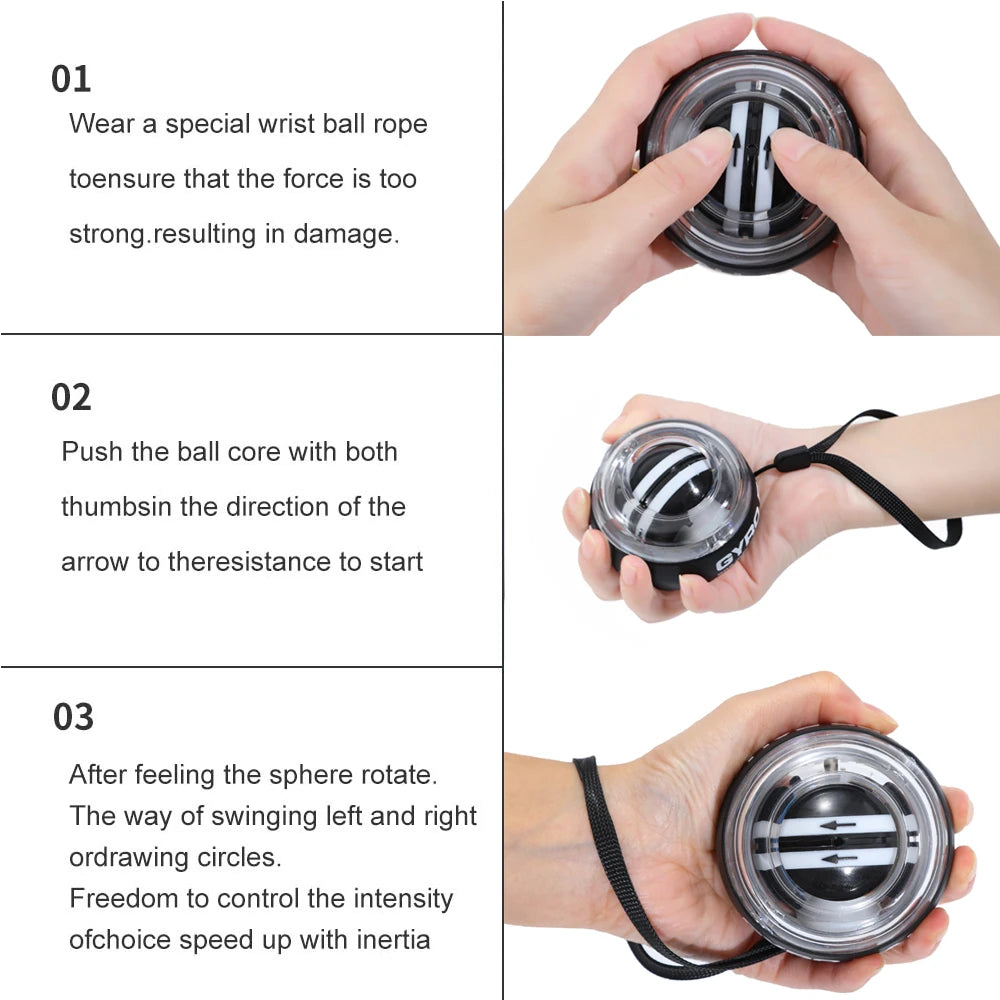 Self-Starting Gyro Ball Power Trainer – Wrist & Forearm Strengthening Device for Arms, Fingers & Muscle Recovery