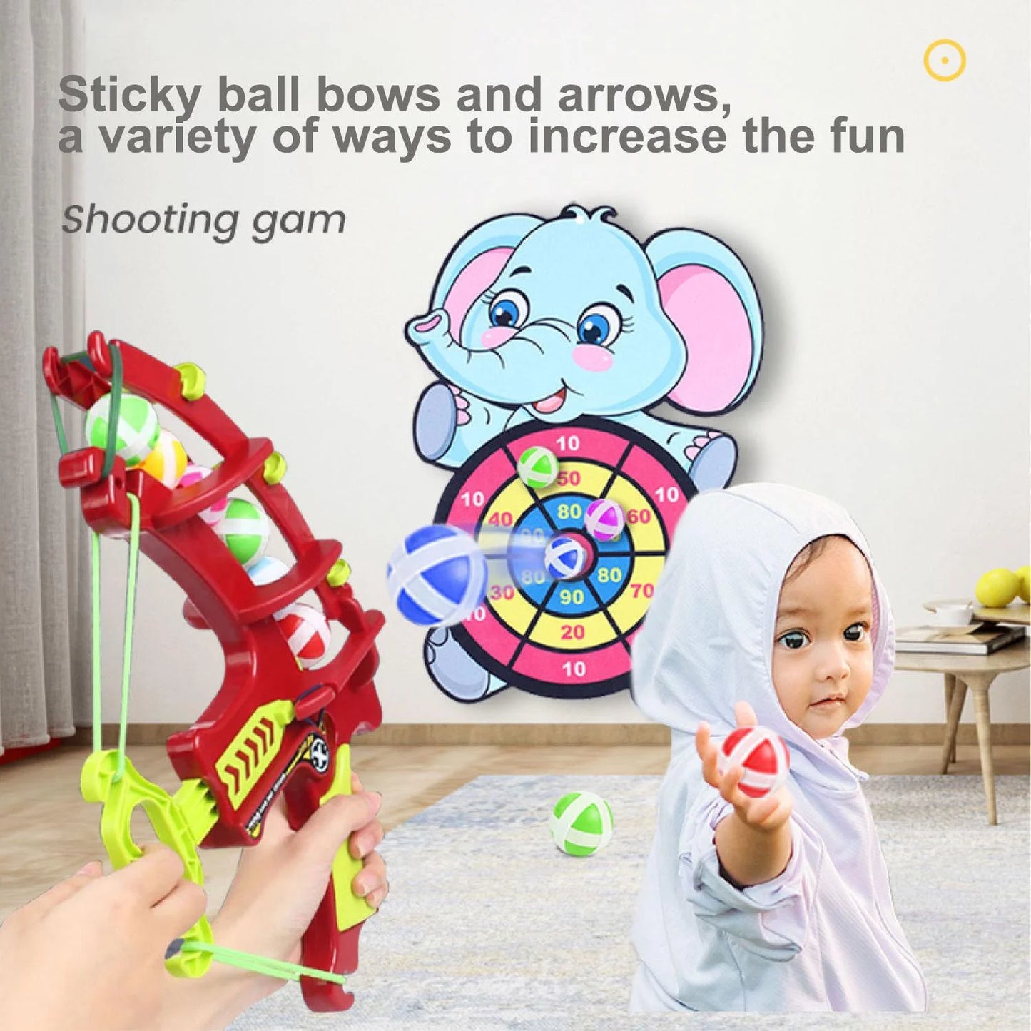🎯 Montessori Throw & Target Game – Sticky Ball Dartboard + Basketball Slingshot Set | Fun Outdoor Educational Toy for Kids