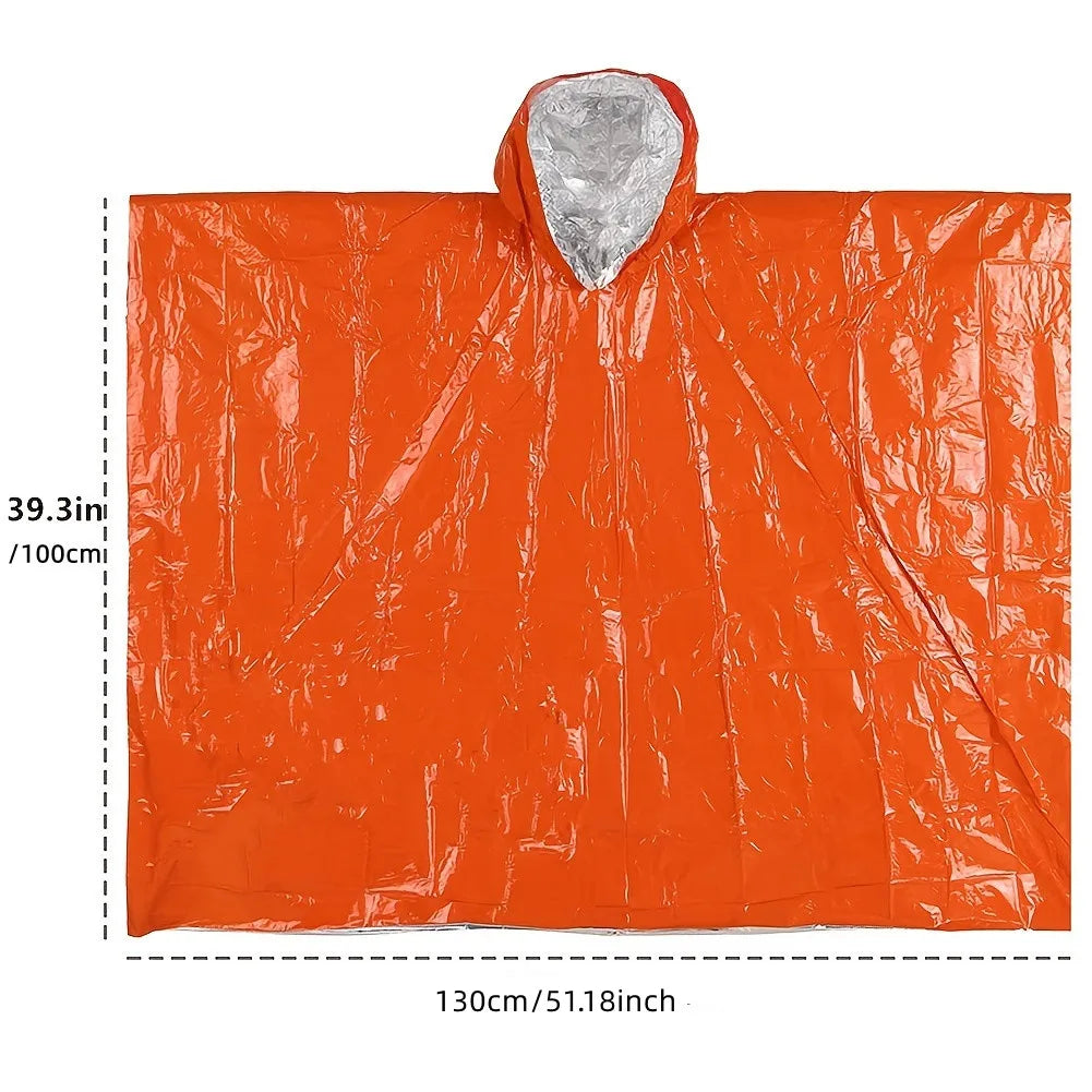 4-Pack Emergency Thermal Ponchos – Insulated, Reflective Raincoats for Outdoor Survival, Camping & Car Gear