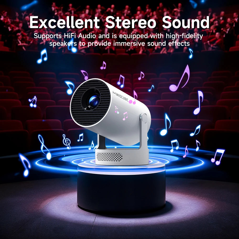 Magcubic HY300 Pro+ Portable Projector – Android 11, 4K Support, 290 ANSI Lumens, 180° Flexible Design, Dual WiFi & BT 5.0