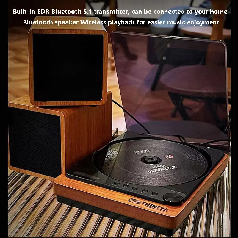 HiFi Wooden CD Player with Bluetooth 5.1 – USB Lossless Playback, Digital Optical Output, Infrared Remote Control
