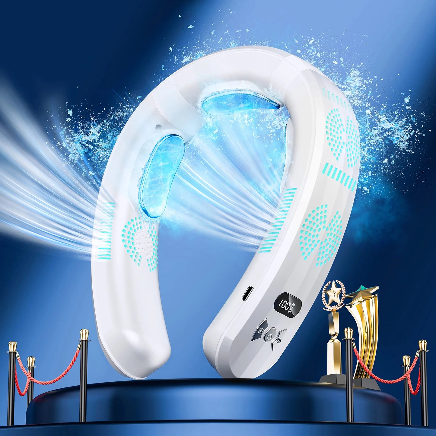 2025 New Wearable Air Conditioner USB Rechargeable Portable 3 Refrigeration Hanging Neck Fan Mute 6000mAh Outdoor Summer Cooler