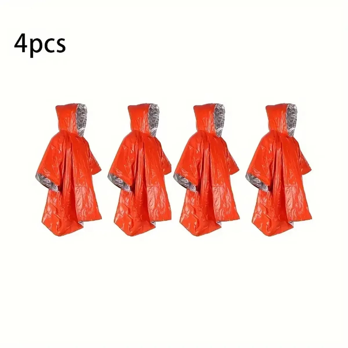 4-Pack Emergency Thermal Ponchos – Insulated, Reflective Raincoats for Outdoor Survival, Camping & Car Gear