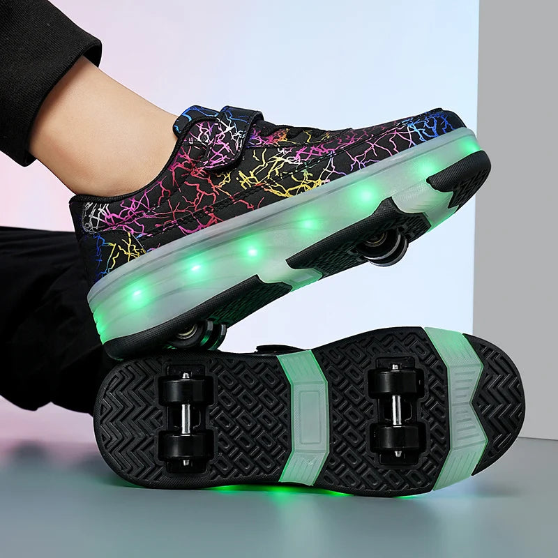 πΌ 4-Wheel Dual-Use Roller Skates Sneakers β Detachable Wheels | Speed Skates for Boys & Girls | Stylish Sports Shoes with Hidden Wheels