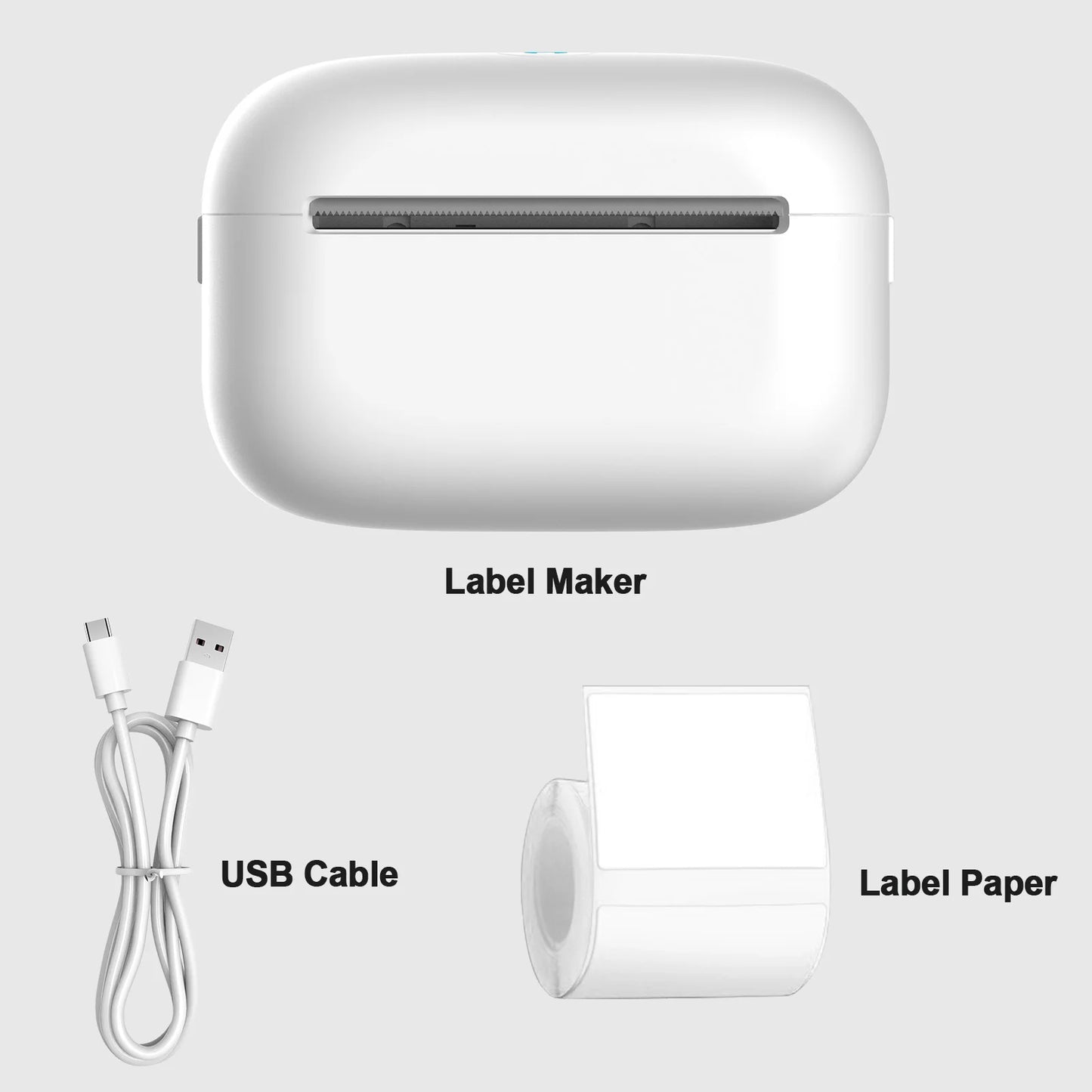 Portable Bluetooth Label Maker – High-Speed Thermal Printer with USB, 300dpi Resolution & 1 Roll of Stickable Label Paper