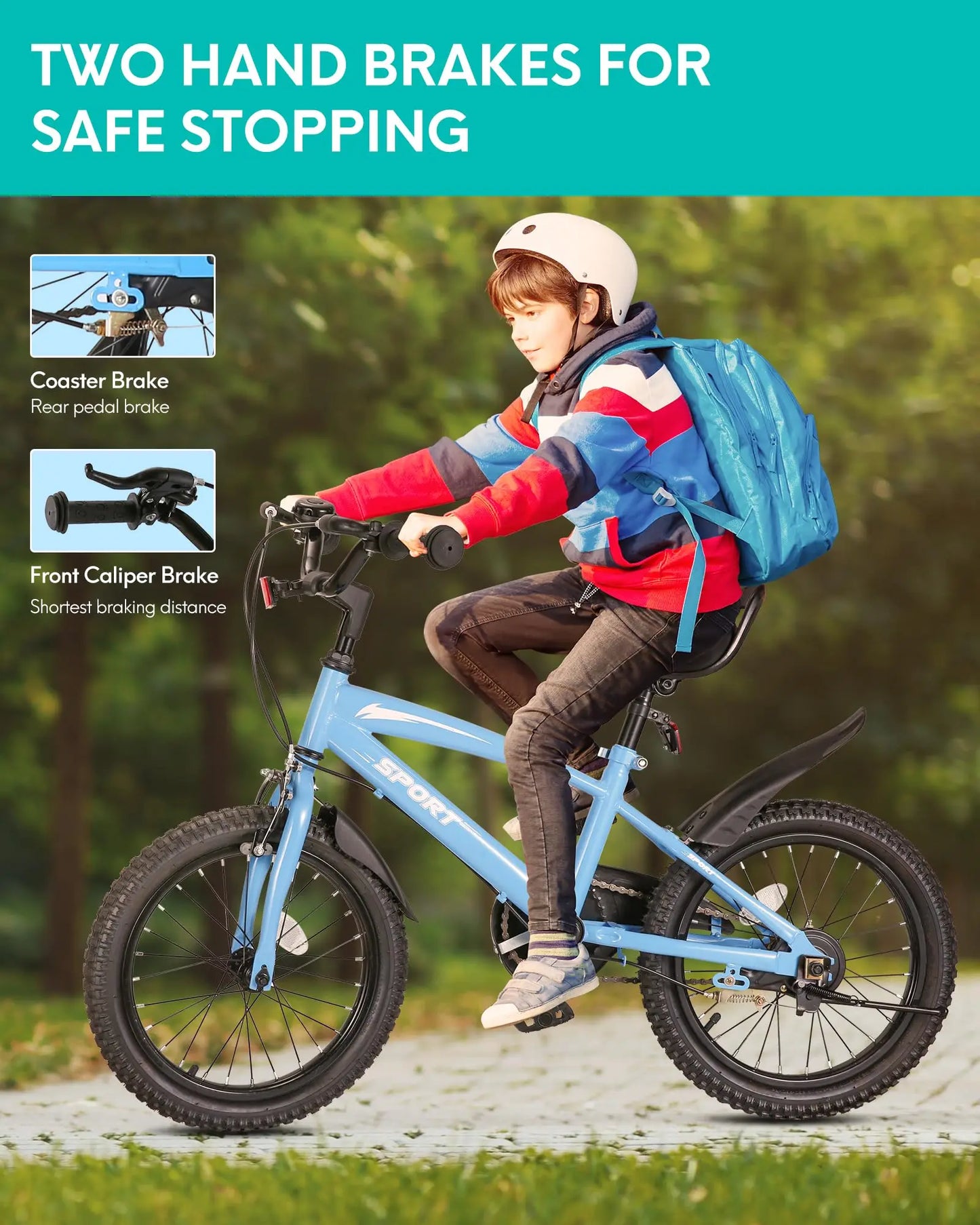 16” Kids Bike with Training Wheels – Adjustable Seat & Handbrakes for Safe, Confident Riding