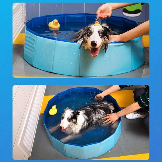 Foldable Dog Pool – 60×20CM Portable Hard Plastic Pet Bath Tub for Dogs & Cats, Outdoor Collapsible Pet Swimming Pool
