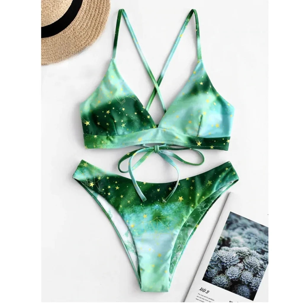 Starry Sky Reversible Bikini Set – Sexy Micro Thong Two-Piece Swimsuit for Summer Beach Vibes
