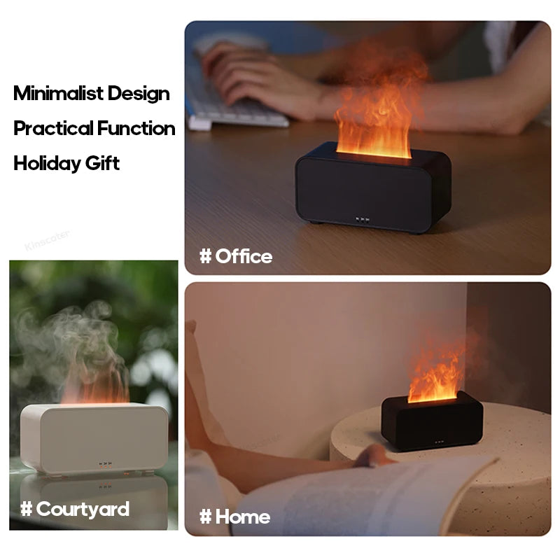 Mini Flame Aromatherapy Diffuser – LED Light Humidifier with Timer, Cool Mist & Scent Therapy for Home or Office