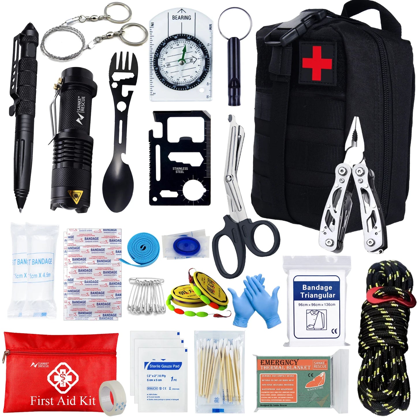 Tactical First Aid Kit – Compact EDC Survival Medical Bag for Car, Camping & Emergency Use