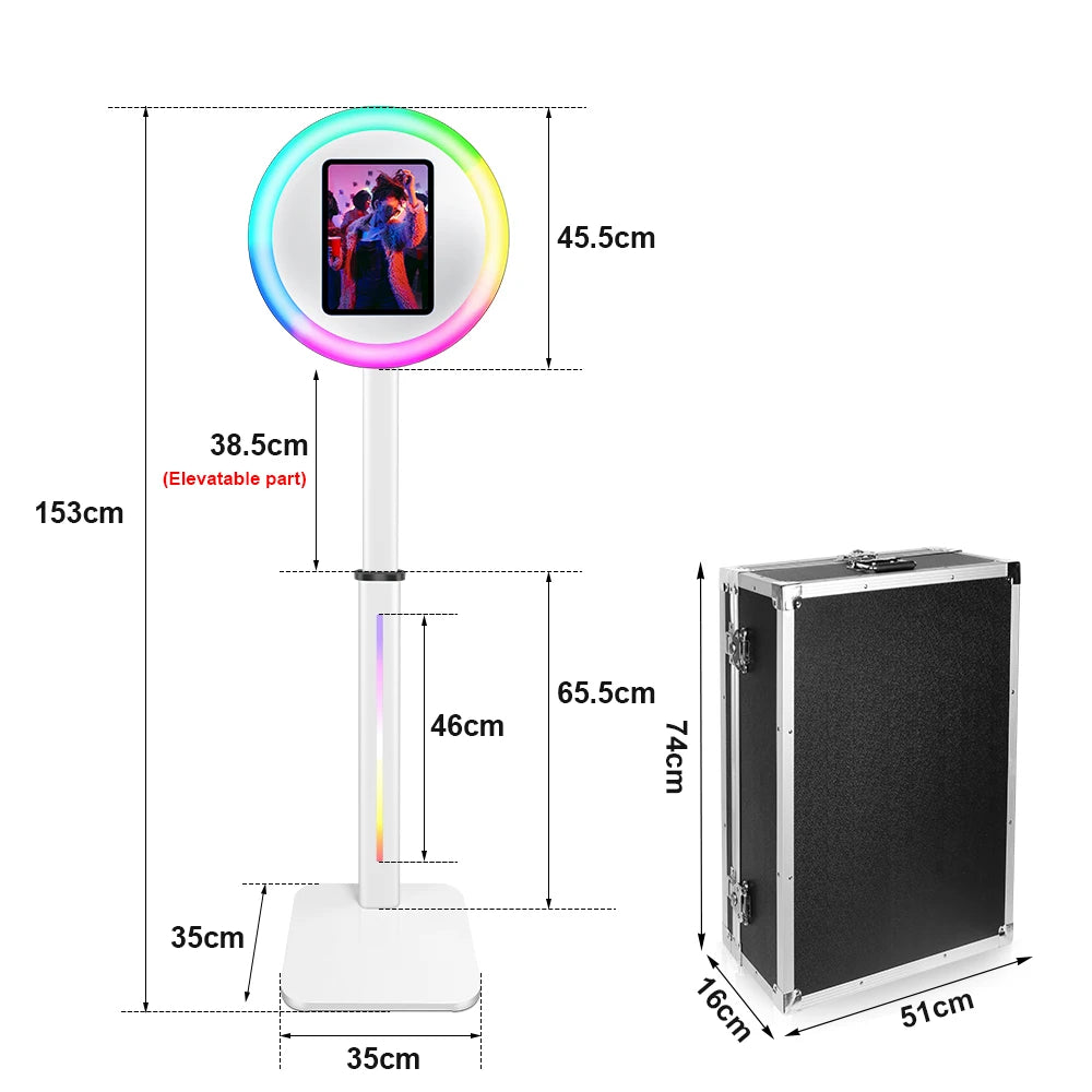 Selfie Photo Booth for iPad & Surface Pro – Fits 9.7"–13" Devices, Party-Ready with Flight Case