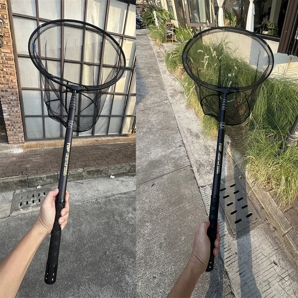 Ultralight 328cm/129" Portable Landing Net – Carbon Handle & Aluminum Alloy Net Head (414g Total Weight)