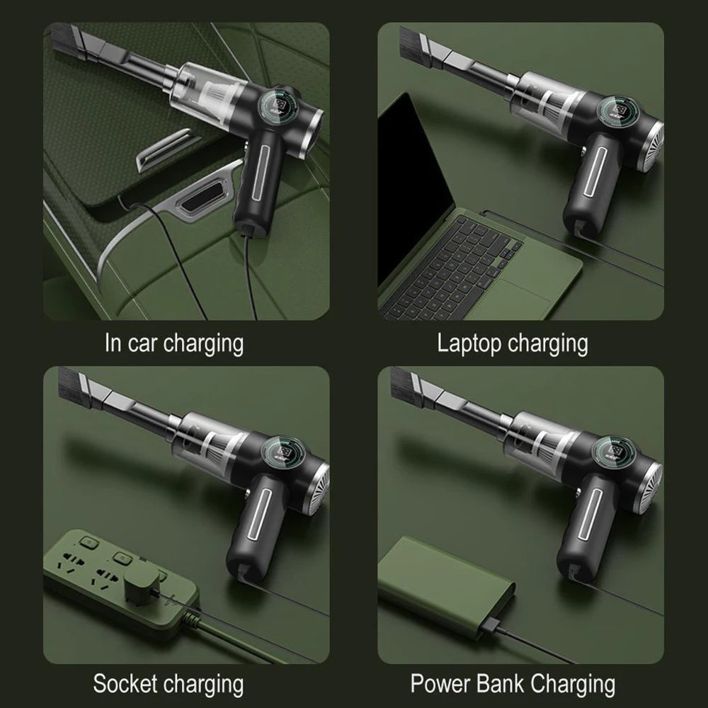 Powerful Clean Anywhere: 29000Pa Mini Wireless Vacuum – 120W Handheld Car Cleaner with LCD Display & 3 Filters