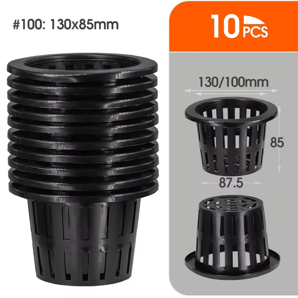 10-Pack Heavy-Duty Hydroponic Net Pots – Slotted Mesh Planting Baskets for Aquaponics, Orchids & Greenhouse Use