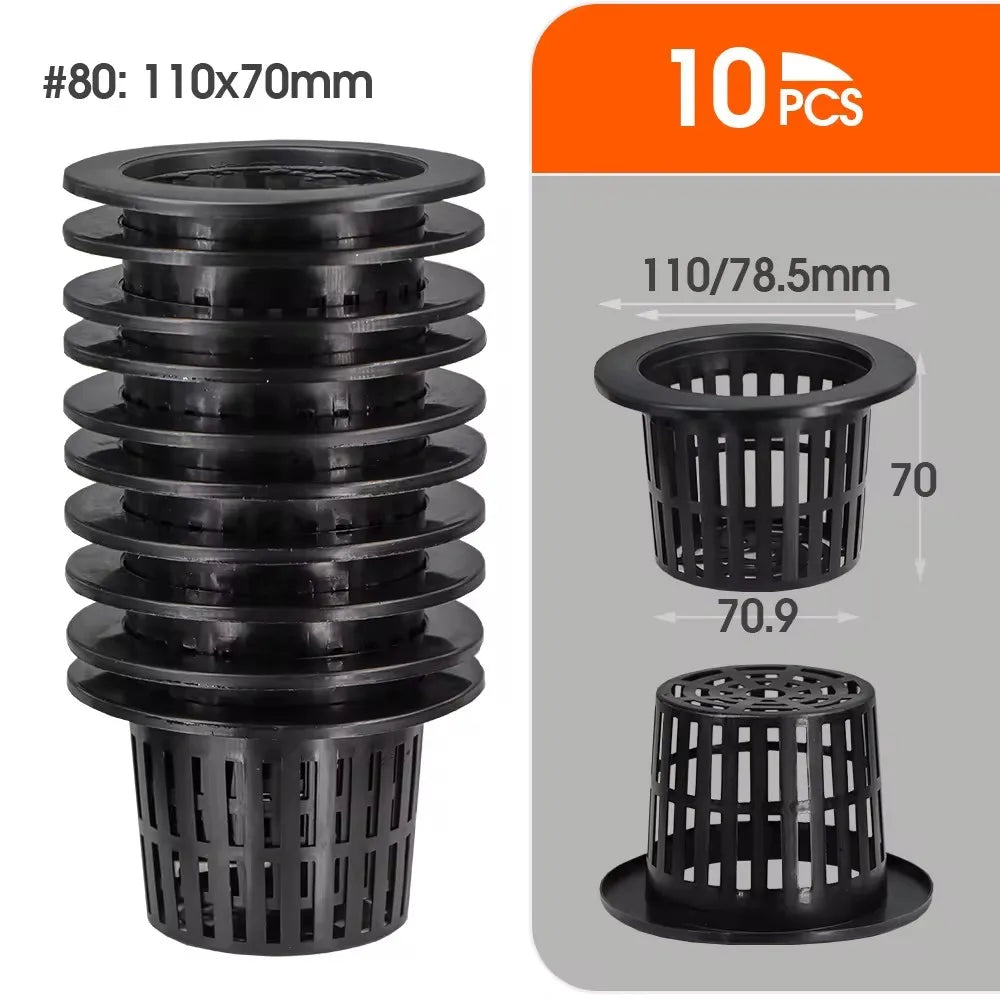 10-Pack Heavy-Duty Hydroponic Net Pots – Slotted Mesh Planting Baskets for Aquaponics, Orchids & Greenhouse Use