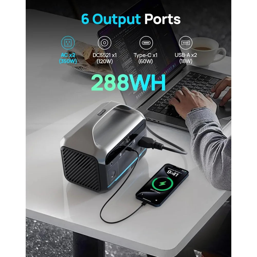 🔋 Portable Power Station 300W (600W Surge), 288Wh | 90,000mAh