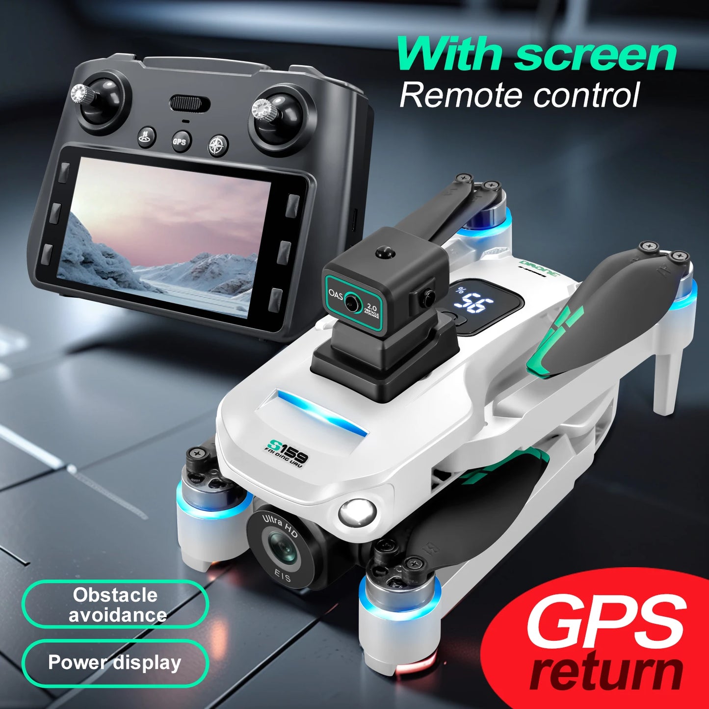 2025 Long-Endurance GPS Drone – Dual Cameras, 5.9" LCD Remote, Brushless Motor & Obstacle Avoidance (2 Batteries, 45min Flight)