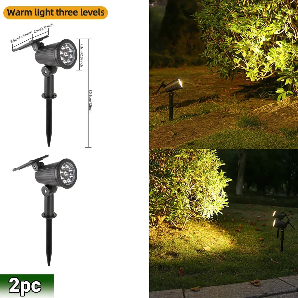 9-LED RGB Solar Spotlights – Waterproof Outdoor Landscape Lights with Adjustable Brightness for Garden, Yard & Trees