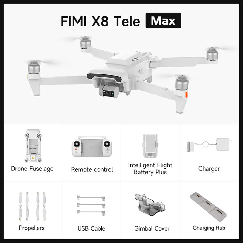 π FIMI X8 TELE MAX Drone 2025 | 4K HDR 48MP Camera | 20KM Range | 3-Axis Gimbal | Professional GPS Quadcopter
